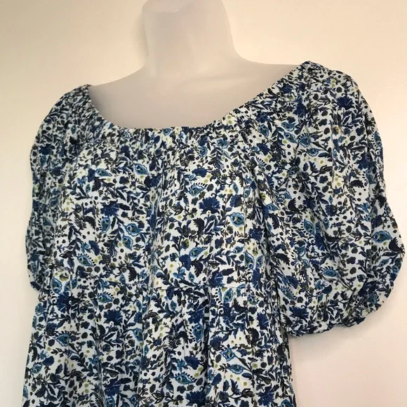 Wild Fable Ruffled Blue Floral Tiered Babydoll Dress - Picture 6 of 10